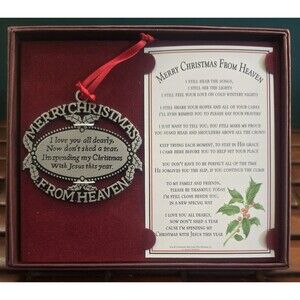 Merry Christmas From Heaven Pewter Ornament Loved One Memorial Tree Decoration